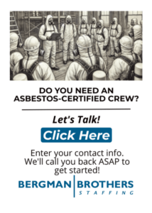 Bergman Brothers Staffing banner - hiring certified lead removal workforce in johns creek, ga