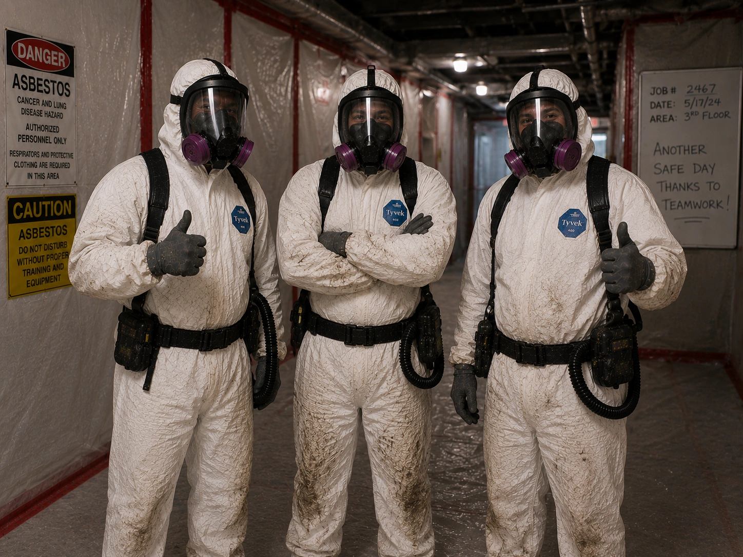 Bergman Brothers asbestos abatement crew on a job site